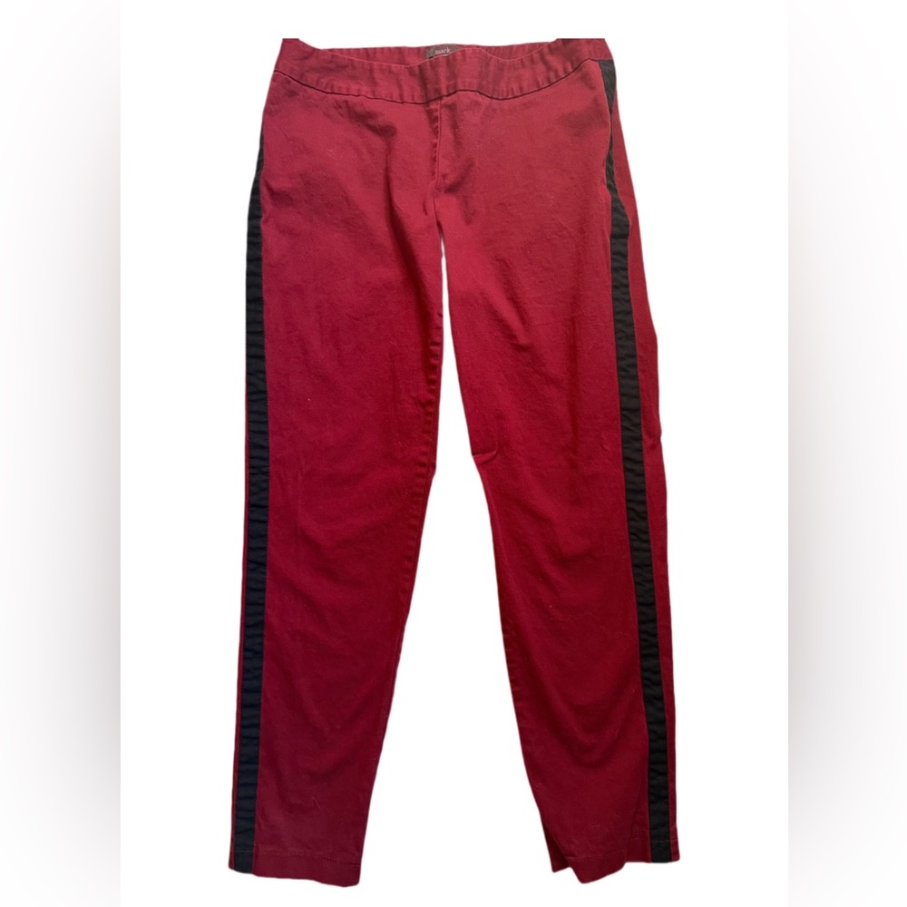 mark. Women's Burgundy Red and Black Stripe Skinny Pants